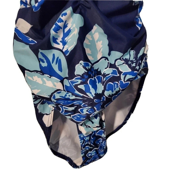 𝅺CastDream Womens Swimsuit Blue Floral Small Halter White Beach Summer New - Picture 7 of 7